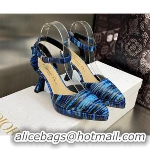 Best Price ior Pumps 8cm in Printed Leather Blue 605027