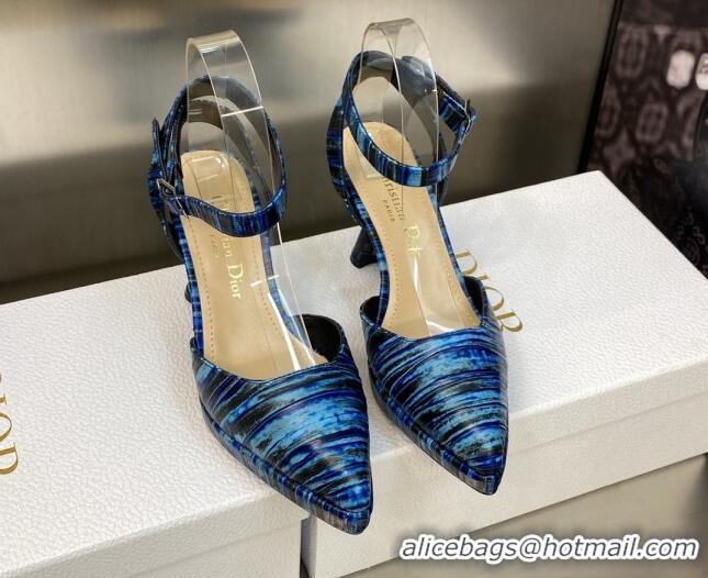 Best Price ior Pumps 8cm in Printed Leather Blue 605027