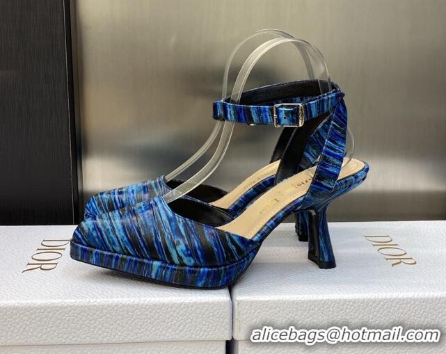 Best Price ior Pumps 8cm in Printed Leather Blue 605027