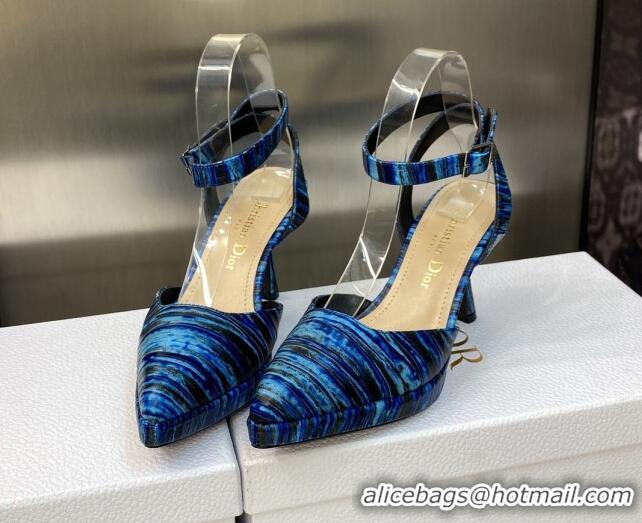 Best Price ior Pumps 8cm in Printed Leather Blue 605027