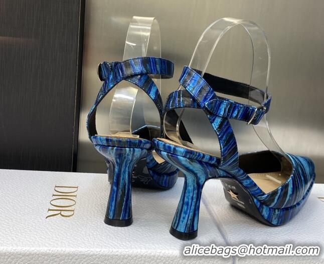 Best Price ior Pumps 8cm in Printed Leather Blue 605027