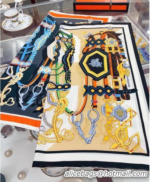 Buy Cheap Hermes Silk Sqaure Scarf 90x90cm H61573 Black/Beige 2023