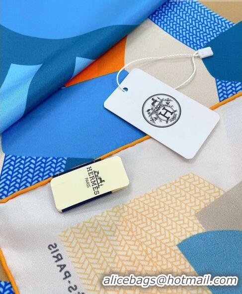 Top Quality Hermes Silk Sqaure Scarf 90x90cm H61567 Blue/Beige 2023