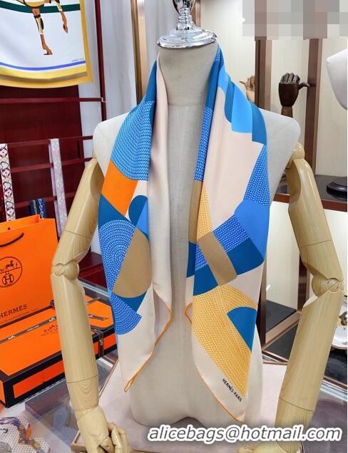 Top Quality Hermes Silk Sqaure Scarf 90x90cm H61567 Blue/Beige 2023