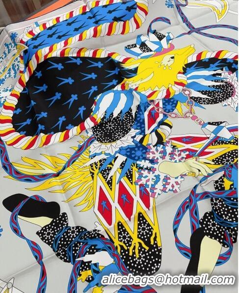 Unique Grade Hermes Gavroche 90 Le Silk Sqaure Scarf 90x90cm H61565 Blue/Beige 2023