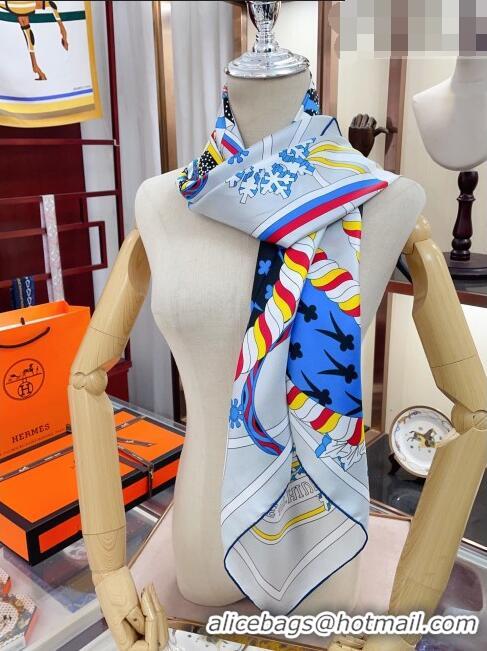 Unique Grade Hermes Gavroche 90 Le Silk Sqaure Scarf 90x90cm H61565 Blue/Beige 2023