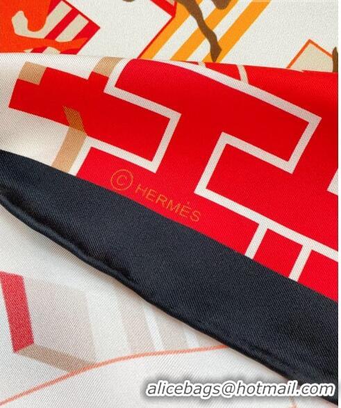 Hot Sell Cheap Hermès Horse Club Detail Silk Scarf 90x90cm H61561 Black 2023