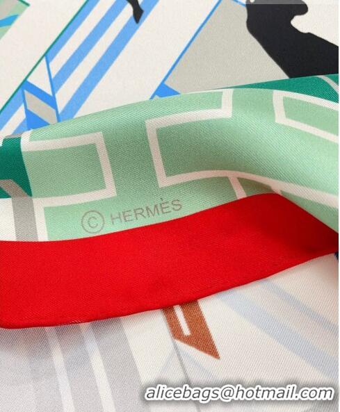 Famous Brand Hermès Horse Club Detail Silk Scarf 90x90cm H61560 Red 2023