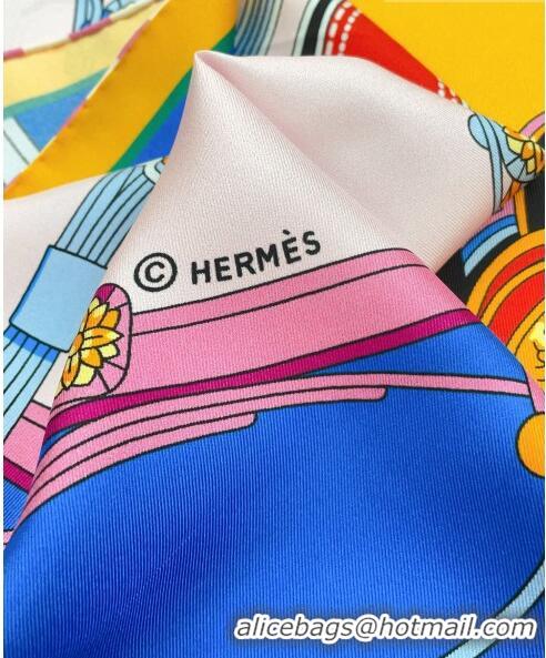 Super Quality Hermes Springs Remix Silk Sqaure Scarf 90x90cm H61558 Blue/Yellow 2023