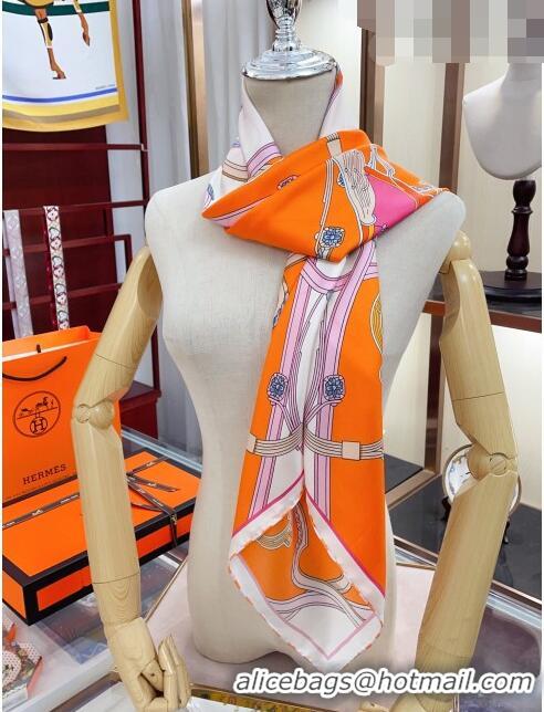 Famous Brand Hermes Springs Remix Silk Sqaure Scarf 90x90cm H61555 White/Orange 2023