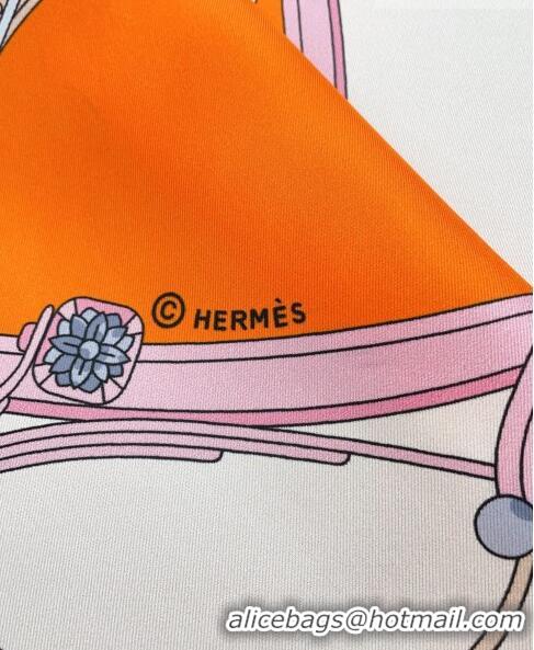 Famous Brand Hermes Springs Remix Silk Sqaure Scarf 90x90cm H61555 White/Orange 2023