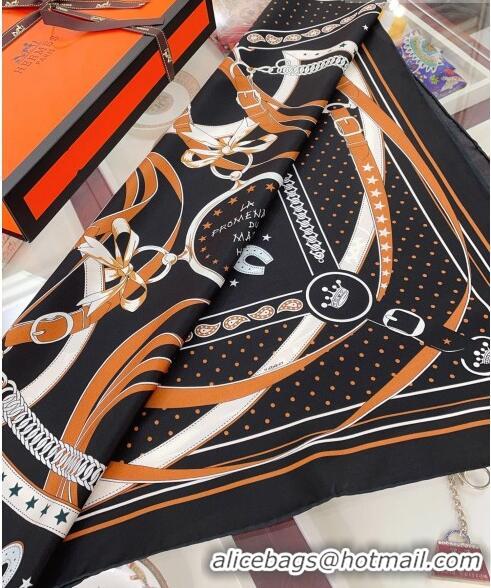 Low Cost Hermes Bandana Silk Sqaure Scarf 90x90cm H61554 Black 2023