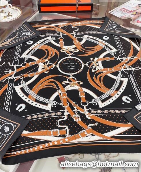 Low Cost Hermes Bandana Silk Sqaure Scarf 90x90cm H61554 Black 2023