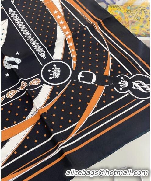 Low Cost Hermes Bandana Silk Sqaure Scarf 90x90cm H61554 Black 2023