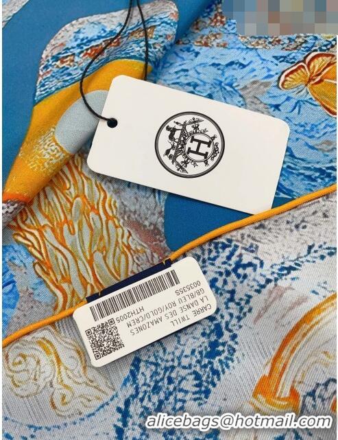 Unique Grade Hermes Silk Sqaure Scarf 90x90cm H61553 Blue/Grey 2023