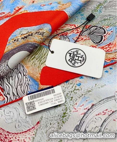 Promotional Hermes Silk Sqaure Scarf 90x90cm H61552 Red 2023