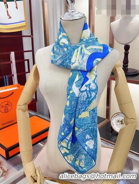 Unique Discount Hermes Silk Sqaure Scarf 90x90cm H61551 Blue 2023