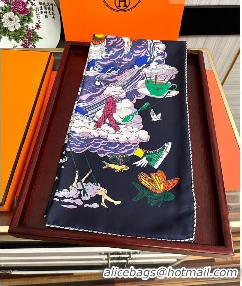 Inexpensive Hermes Sur Mon Nuage Silk Sqaure Scarf 90x90cm H28018 Black 2023