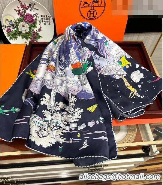 Inexpensive Hermes Sur Mon Nuage Silk Sqaure Scarf 90x90cm H28018 Black 2023