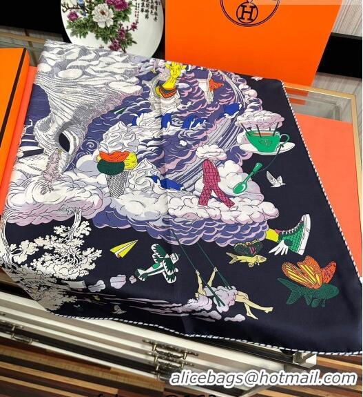 Inexpensive Hermes Sur Mon Nuage Silk Sqaure Scarf 90x90cm H28018 Black 2023