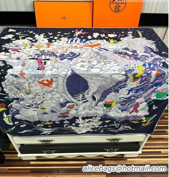 Inexpensive Hermes Sur Mon Nuage Silk Sqaure Scarf 90x90cm H28018 Black 2023