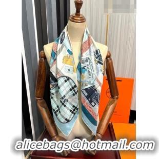 Top Quality Hermes Confort en Automobile Silk Sqaure Scarf 90x90cm H28020 Blue 2023