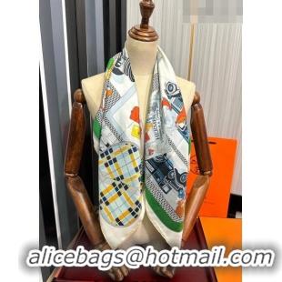 Famous Brand Hermes Confort en Automobile Silk Sqaure Scarf 90x90cm H28020 Green 2023