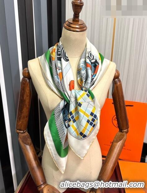 Famous Brand Hermes Confort en Automobile Silk Sqaure Scarf 90x90cm H28020 Green 2023