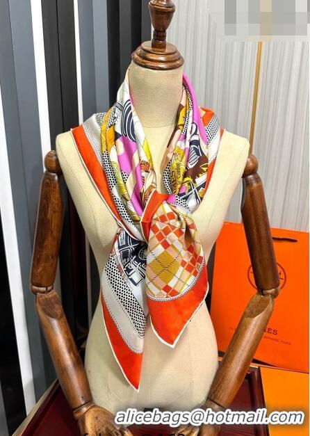 Best Quality Hermes Confort en Automobile Silk Sqaure Scarf 90x90cm H28020 Orange 2023