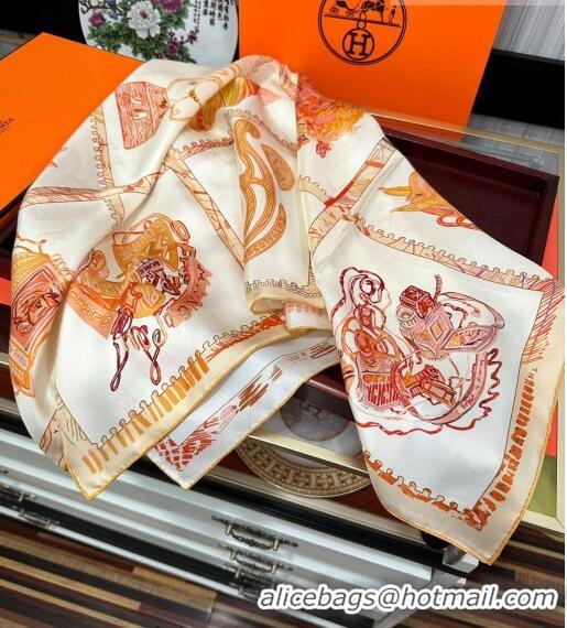 Top Quality Hermes Chevaloscope Silk Sqaure Scarf 90x90cm H28021 Orange 2023