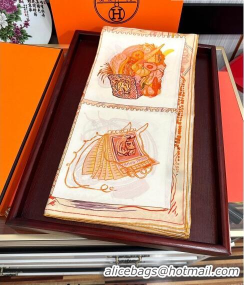 Top Quality Hermes Chevaloscope Silk Sqaure Scarf 90x90cm H28021 Orange 2023