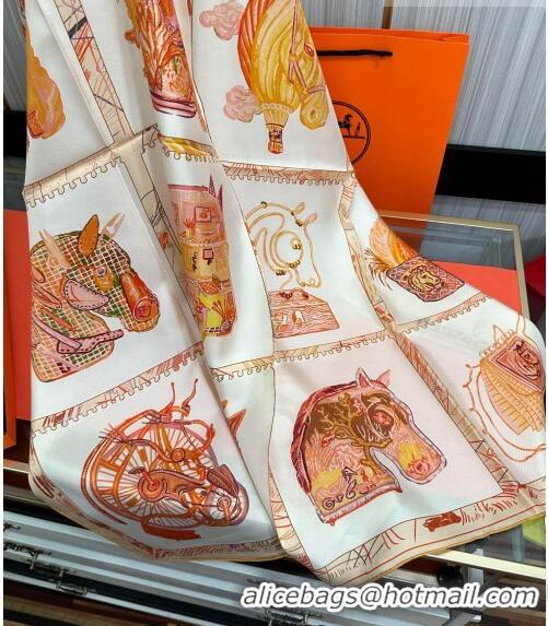 Top Quality Hermes Chevaloscope Silk Sqaure Scarf 90x90cm H28021 Orange 2023