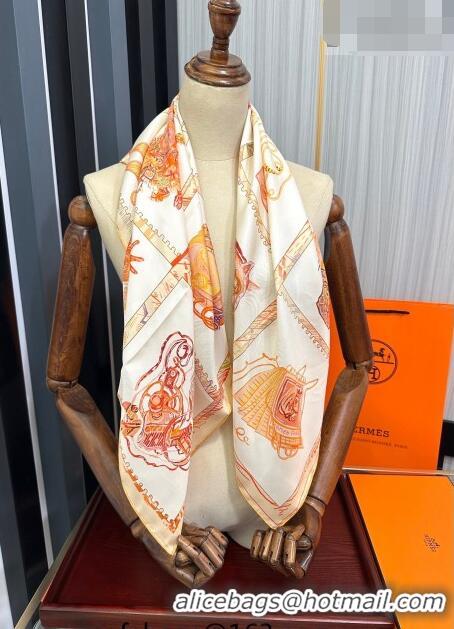 Top Quality Hermes Chevaloscope Silk Sqaure Scarf 90x90cm H28021 Orange 2023