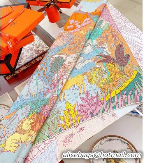 Inexpensive Hermes Le Carnaval des Animaux Silk Sqaure Scarf 90x90cm H28022 Green 2023