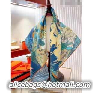 Super Quality Hermes Le Carnaval des Animaux Silk Sqaure Scarf 90x90cm H28022 Blue 2023