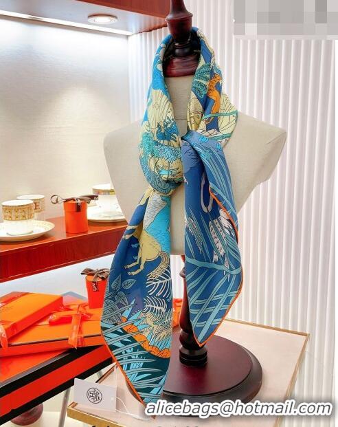 Super Quality Hermes Le Carnaval des Animaux Silk Sqaure Scarf 90x90cm H28022 Blue 2023