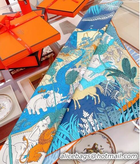 Super Quality Hermes Le Carnaval des Animaux Silk Sqaure Scarf 90x90cm H28022 Blue 2023