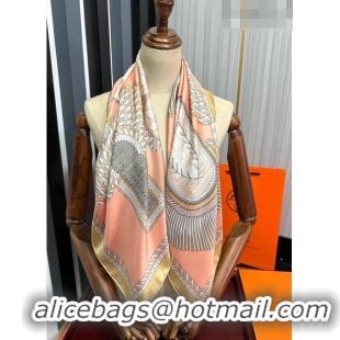 Good Quality Hermes Epaulettes de Gala Double Face Silk Square Scarf 90x90cm H28024 Pink 2023