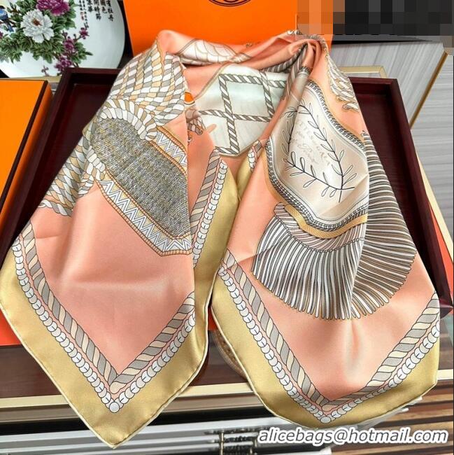 Good Quality Hermes Epaulettes de Gala Double Face Silk Square Scarf 90x90cm H28024 Pink 2023