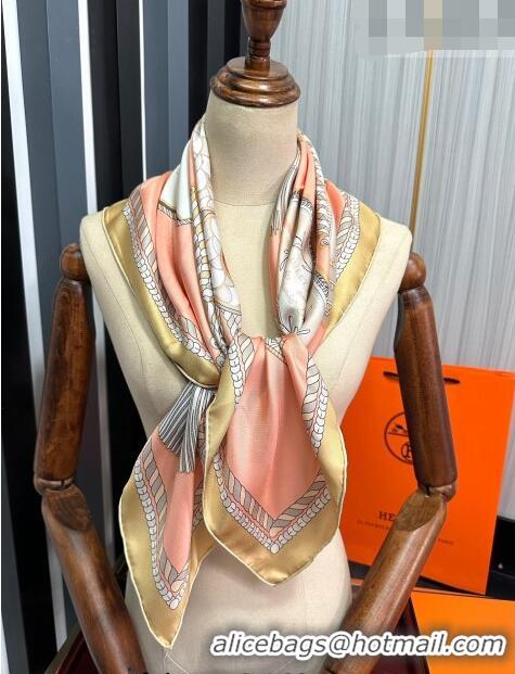 Good Quality Hermes Epaulettes de Gala Double Face Silk Square Scarf 90x90cm H28024 Pink 2023