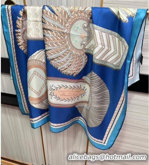 Pretty Style Hermes Epaulettes de Gala Double Face Silk Square Scarf 90x90cm H28024 Blue 2023