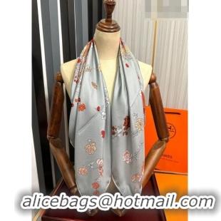 Inexpensive Hermes Robe Legere Print Silk Square Scarf 90cm H28025 Grey 2023