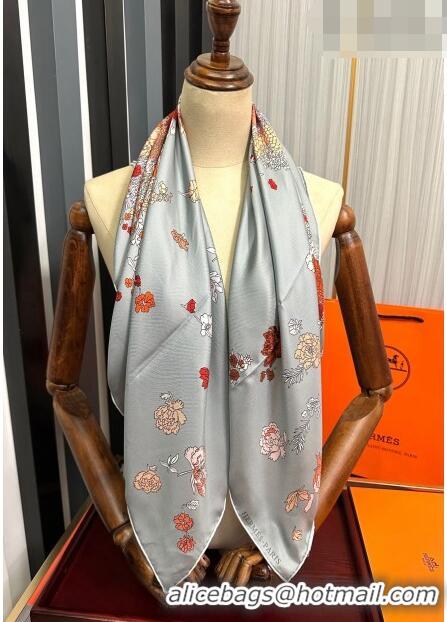 Inexpensive Hermes Robe Legere Print Silk Square Scarf 90cm H28025 Grey 2023