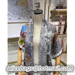 Top Quality Hermes Retour a la Nature Cashmere & Silk Square Shawl Scarf 140cm H3095 Grey 2023