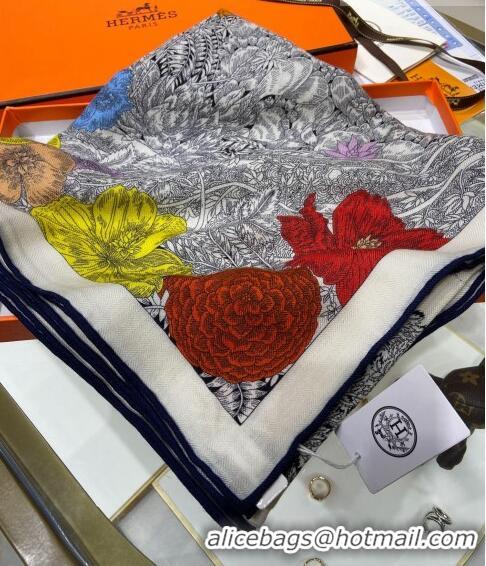 Top Quality Hermes Retour a la Nature Cashmere & Silk Square Shawl Scarf 140cm H3095 Grey 2023