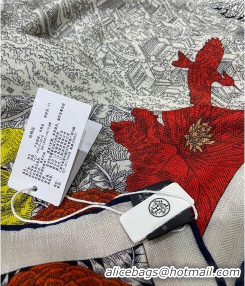 Top Quality Hermes Retour a la Nature Cashmere & Silk Square Shawl Scarf 140cm H3095 Grey 2023