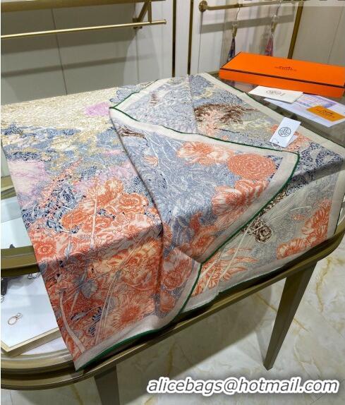 Super Quality Hermes Retour a la Nature Cashmere & Silk Square Shawl Scarf 140cm H3095 Orange 2023