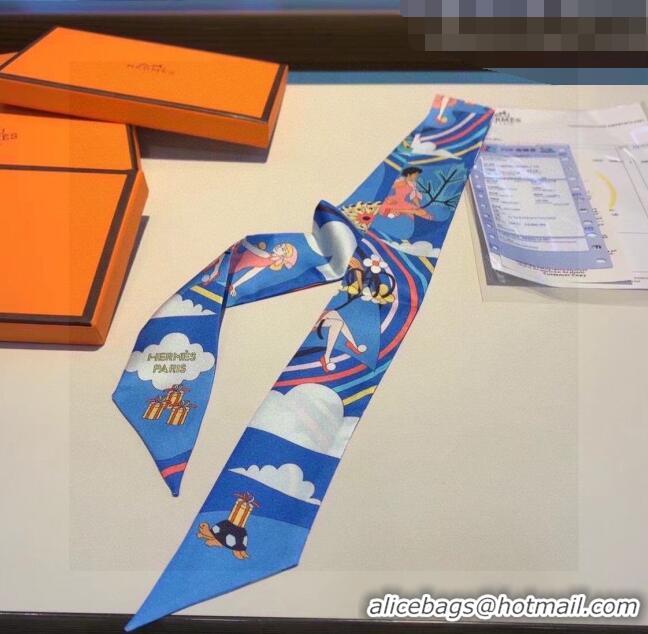 Unique Discount Hermes Twilly Silk Bandeau Scarf H71534 Blue 2023