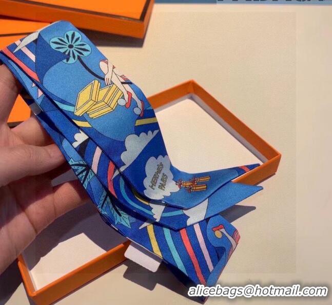 Unique Discount Hermes Twilly Silk Bandeau Scarf H71534 Blue 2023