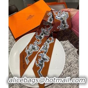 Discount Hermes Twilly Silk Bandeau Scarf H71535 Brown 2023